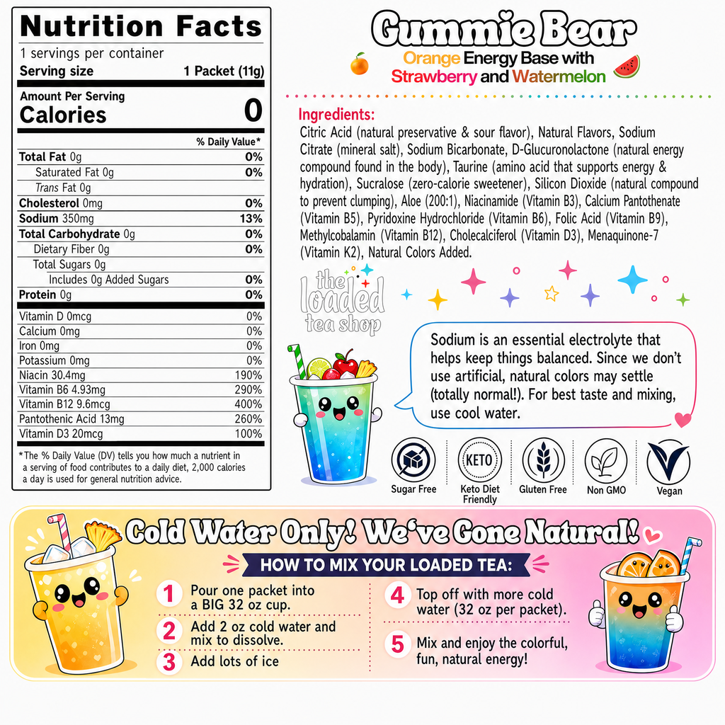 400 Case Gummie Bear (Caffeine-Free) - Tasty Tea Mix